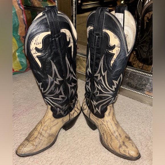 Vintage 80s Women’s Olathe Tall Python Cowboy Boots Size 6B - Picture 1 of 14